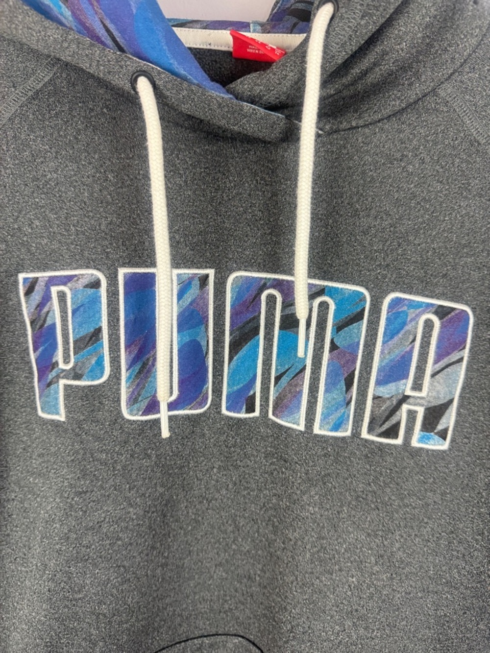 Puma Warm Cell Technical Pullover Hoodie - Heather Charcoal & Blue Women's Large - Picture 8 of 15